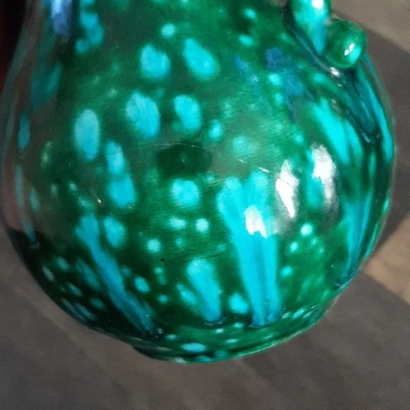 Hand Made Small Dripped Glaze Green Pitcher Vase - Picture 5 of 8